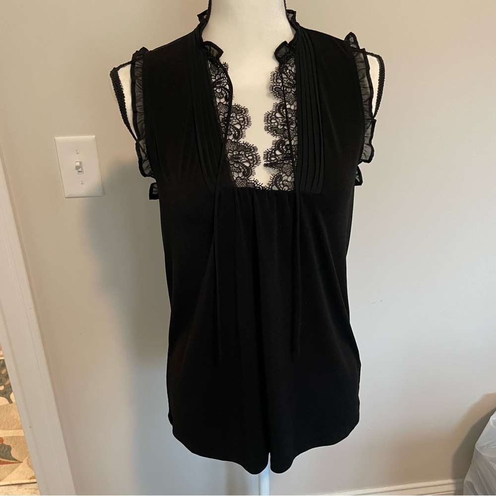 Express Black Lace-Trim Sleeveless Women's Top